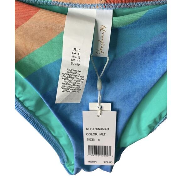 Sunshine 79 Mod Block Halter Bralette 2PC Bikini Womens Size 8 NWT $162 - Picture 10 of 11